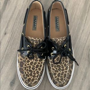 Sperry leopard boat shoes